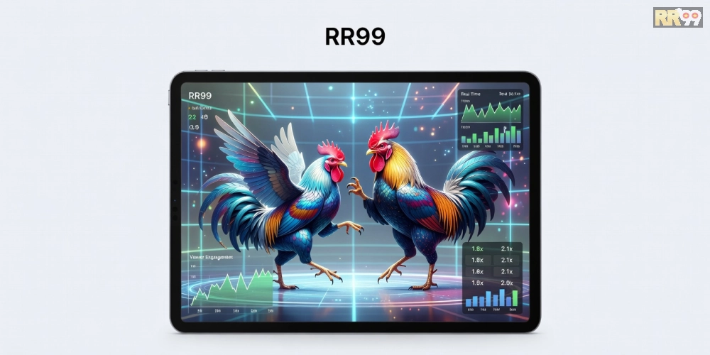 Minh họa khái niệm đá gà online rr99 với giao diện nền tảng hiện đại