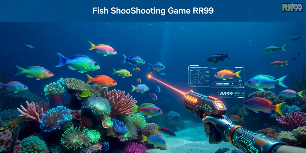 Minh họa giao diện game bắn cá rr99 với đồ họa sống động và các loài cá đa dạng
