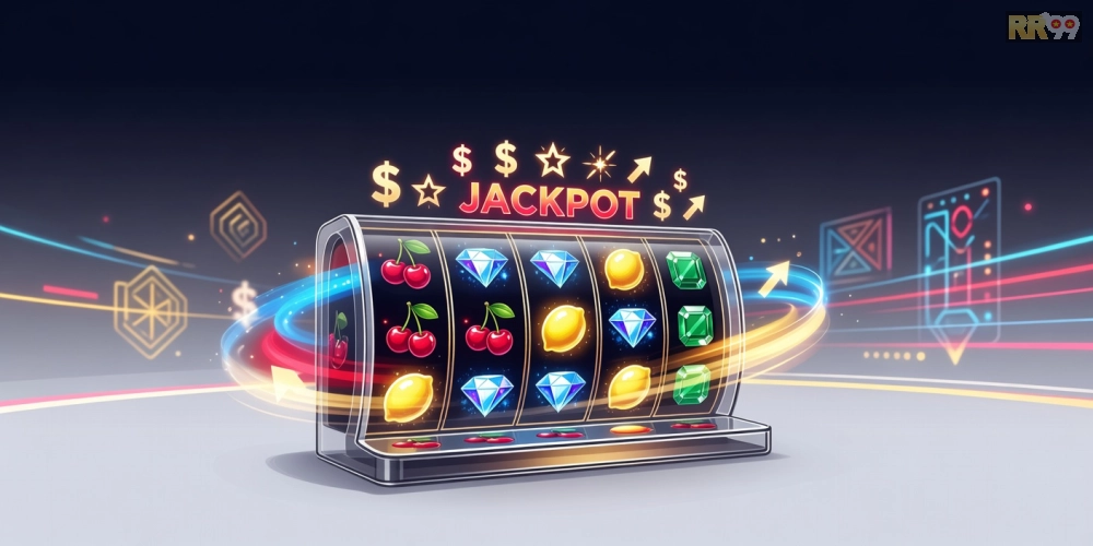 Minh họa khái niệm game nổ hũ rr99 với hình ảnh slot machine hiện đại