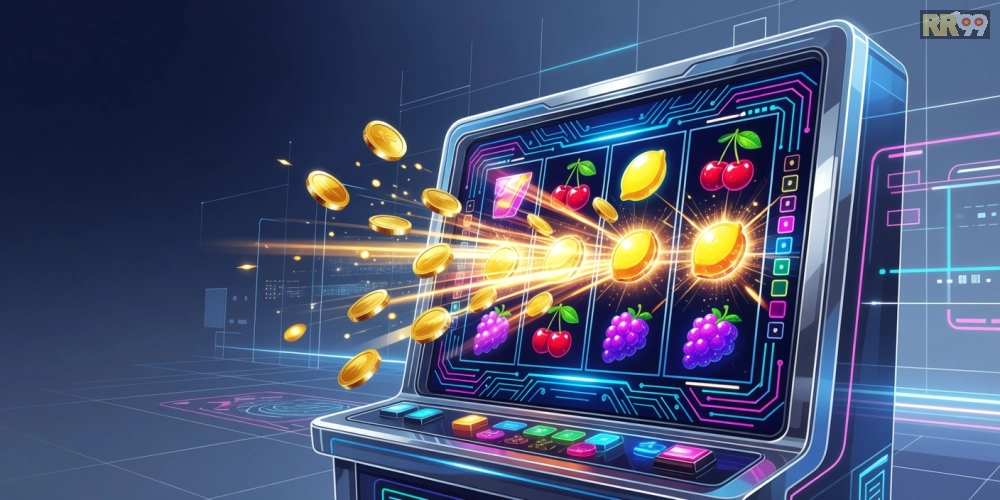 Hình ảnh minh họa khái niệm chơi game nổ hũ rr99 với jackpot hấp dẫn và giao diện hiện đại.