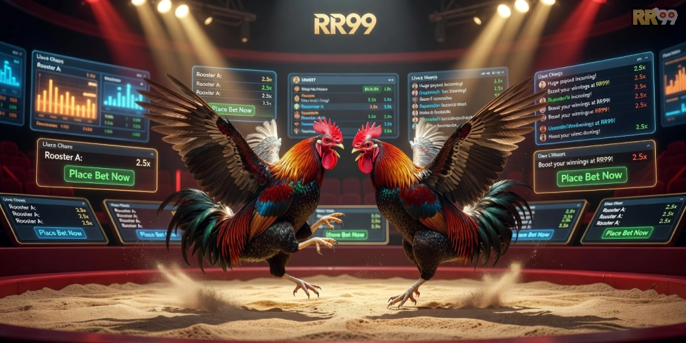 Hình ảnh minh họa khái niệm xem đá gà trực tiếp tại casino RR99 với giao diện hiện đại