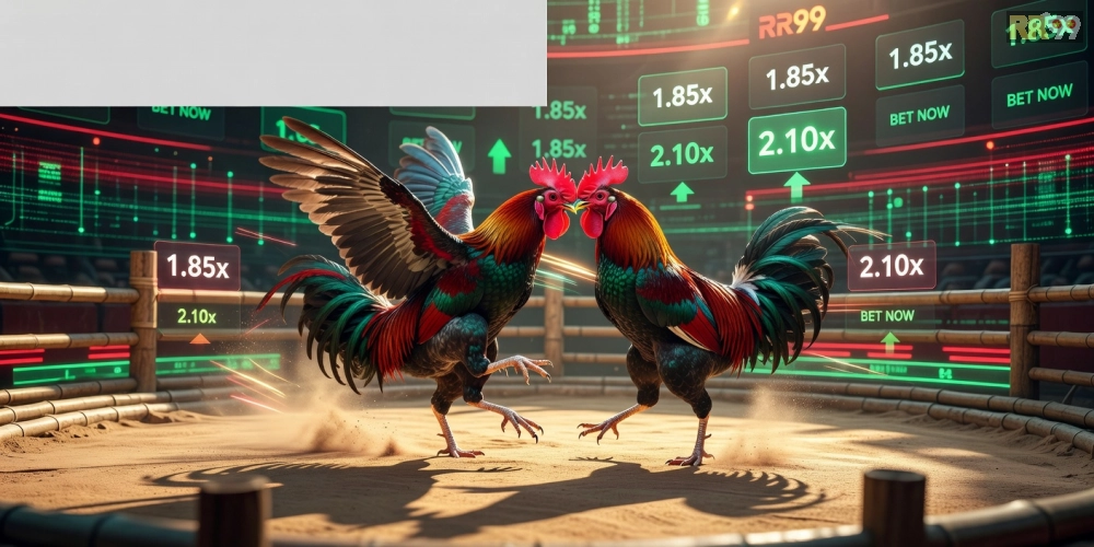 Hình minh họa khái niệm đá gà chọi rr99 với giao diện trực tuyến hiện đại và hấp dẫn