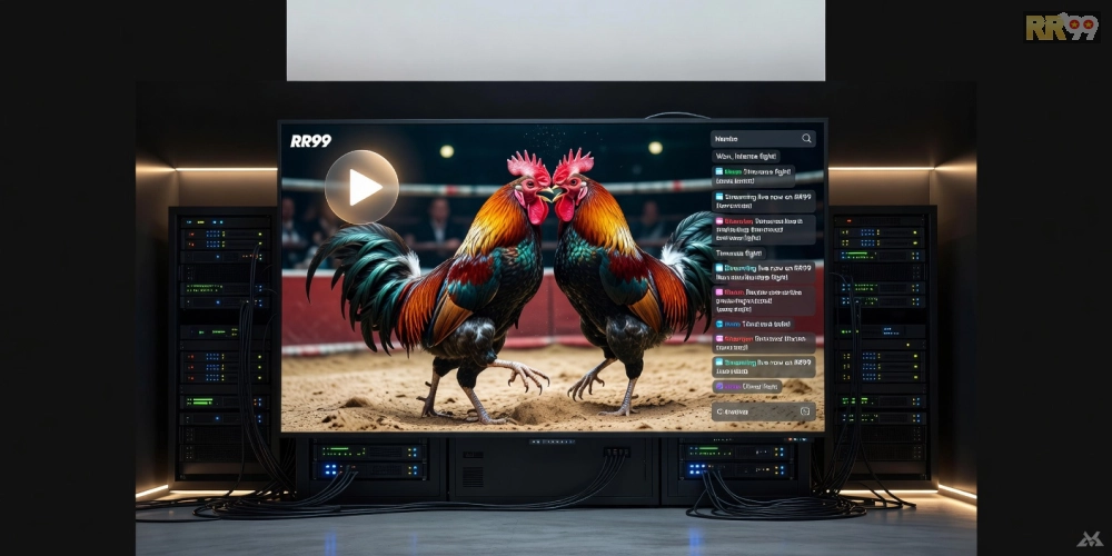 Minh họa khái niệm xem đá gà trực tiếp trên nền tảng rr99 với giao diện stream HD