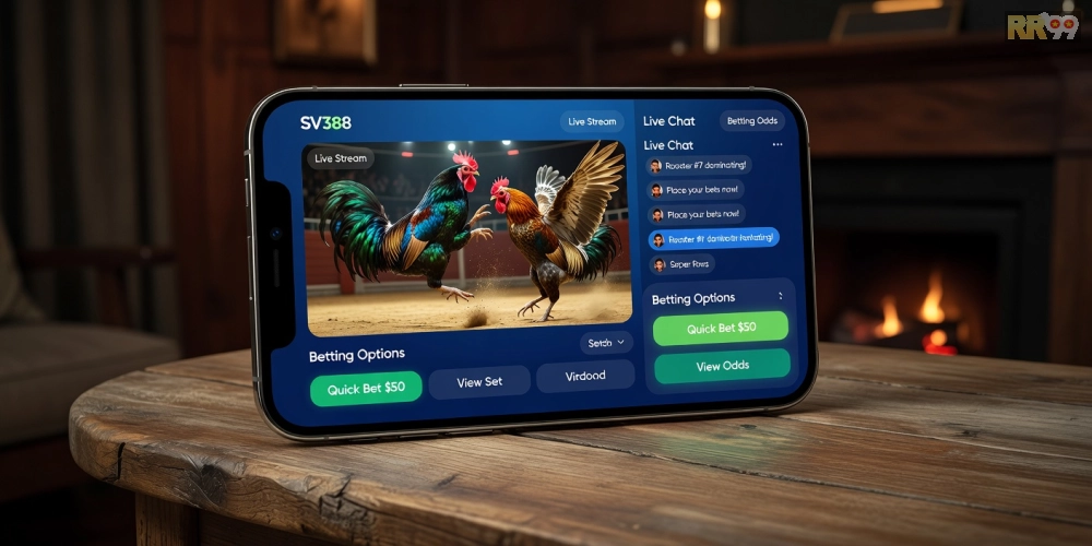 Giao diện nền tảng SV388 cho xem đá gà trực tiếp với tính năng cá cược