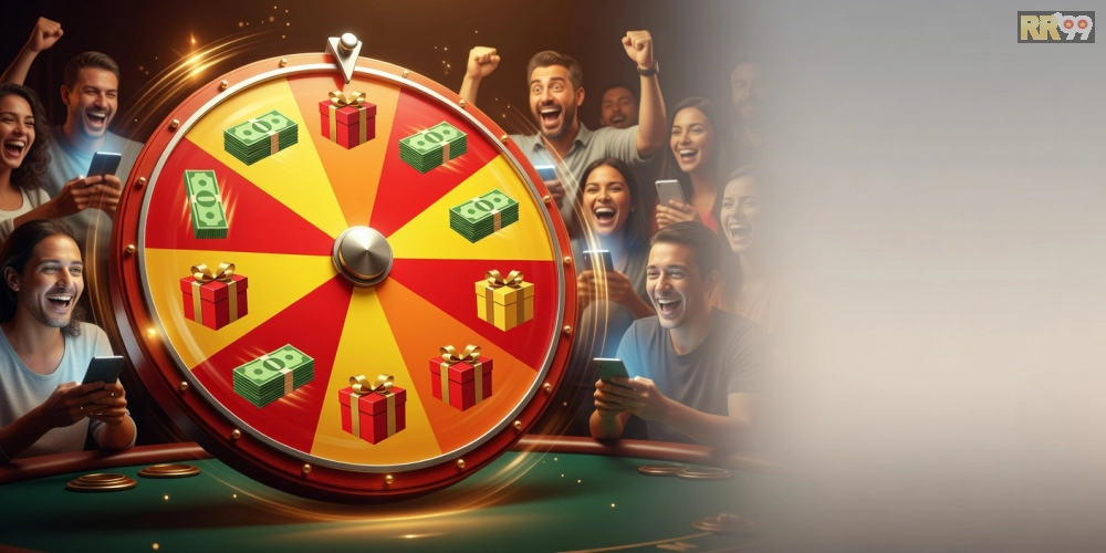 Hình ảnh vòng quay may mắn hấp dẫn trong chương trình tri ân khách hàng RR99.